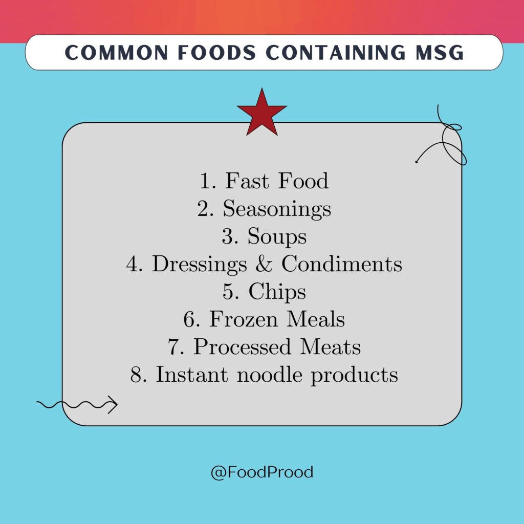 common foods containing monosodiumglutamate